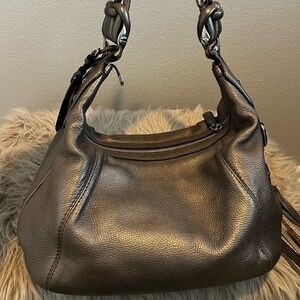 Gucci Metallic Gray Leather Hobo Bag